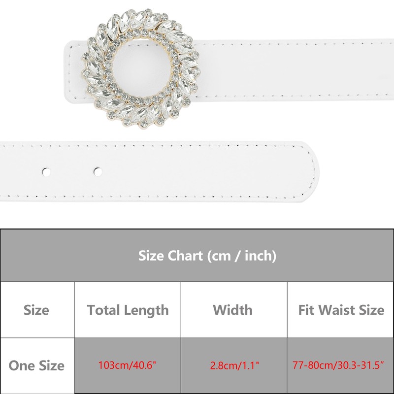 Elerevyo Women's Faux Leather Belt Fashion Ladies Belt with Rhinestone