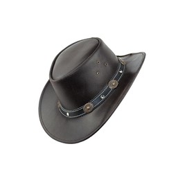 Black Jungle Cowboy Leather Hat - Reedley Size L