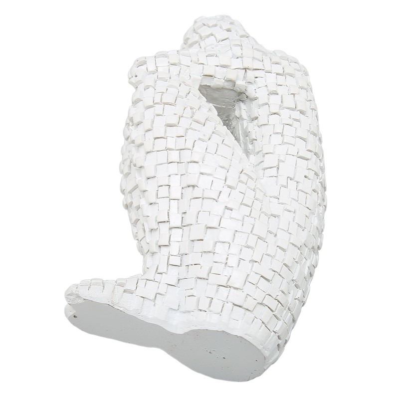 Abstract Mosaic Sculpture White Resin Eco Friendly Bookend Function Thinker