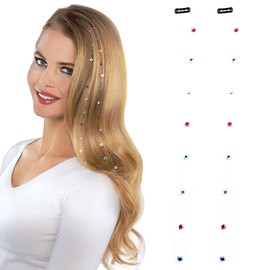 Rhinestones Hair Chains Hair Clip, 2 Count Glitter Colored Diamond Crystal for Women Bride Braids Wedding Party Daily Decorative