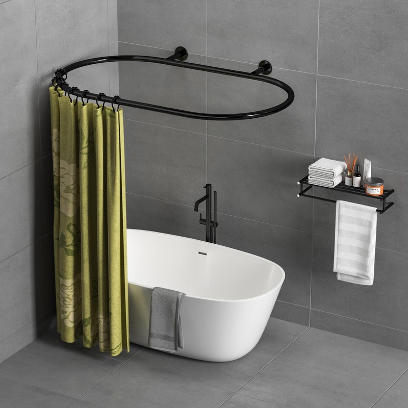 Hoop Shaped Shower Curtain Rod 58.3"x24" – Rustproof Square Oval