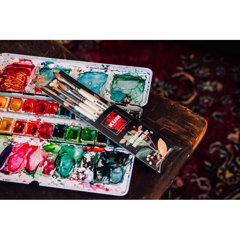 KUM - Set di pennelli da artista Botanical Watercolor, 4