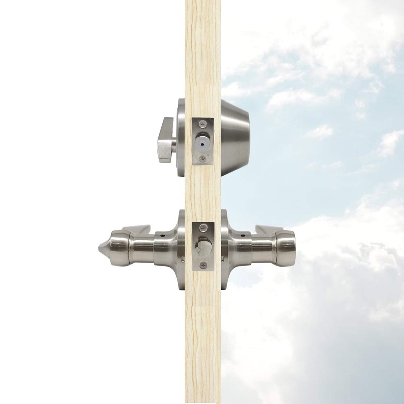 Gobrico Satin Nickel Keyed-Alike Door Levers and Single Cylinder Deadbolts