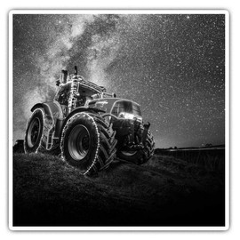 2 x 7.5cm Square Vinyl Stickers - Farm Tractor Milky Way Stars Decals 43955
