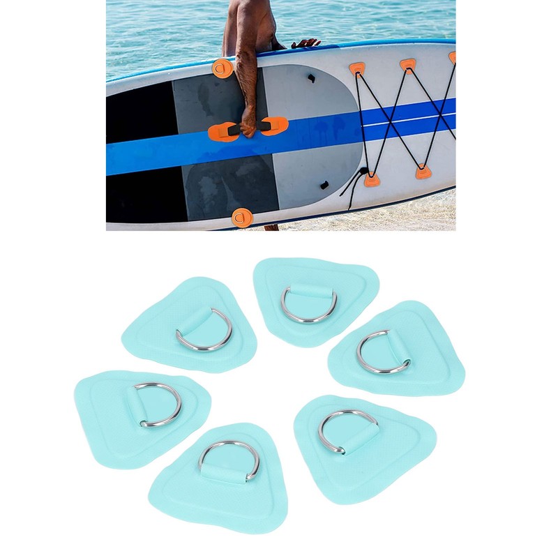 6Pcs PVC D Ring Patch Elastic Rope Set Stainless Steel