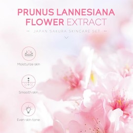 LAIKOU- Set de cuidado de la piel JAPAN SAKURA Sets de regalo de belleza para mujeres Kit de cuidado de la piel con limpiador, tónico, suero, crema pa