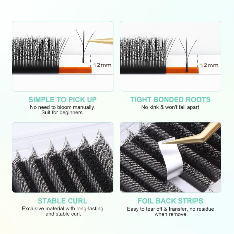 NAGARAKU 3D W Triple Core Eyelash Extensions, Eyelash Extension, Self-Fanning