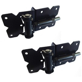 Black Stainless Steel Self Closing Vinyl Gate Hinges - PVC Fencing Gate Hinges w/Mount Hardware (Pair)