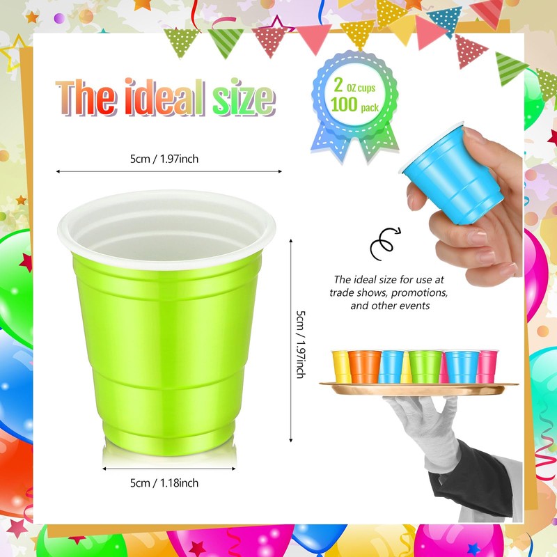 Roshtia 100 Pack 2 oz Christmas Plastic Shot Cups, Mini