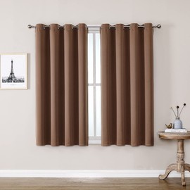 ChrisDowa Grommet Room Darkening Curtains for Bedroom and Living Room - 2 Panels Set Thermal Insulated Blackout Curtains (Cappuccino, 52W x 63L)