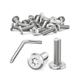 Wavanta 20 Pcs M6 Bolts, M6 x 20mm Flat Head Torx Bolts Screws, Furniture Screws, 304 Stainless Steel, Full Thread, with Torx Key