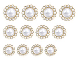 12 PCS Buttons, Pearl Buttons, Vintage Buttons, Metal Button Rhinestone Faux Pearl Buttons Embellishments Set for Coa Suits Knitting Sweaters Sewing Crafting Replacement, and Handmade Crafts (Pearl)