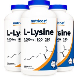 Nutricost Nutricost L-Lysine 500mg (1000mg Serving), 500 Capsules (3 Bottles)