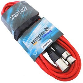 keepdrum MC-001XX RD Microphone Cable 6 m Red XLR Female/XLR Male + Velcro Cable Tie