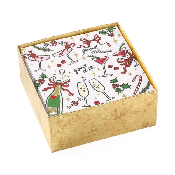Let's Be Merry Paper Cocktail Napkins - 40 Per Box