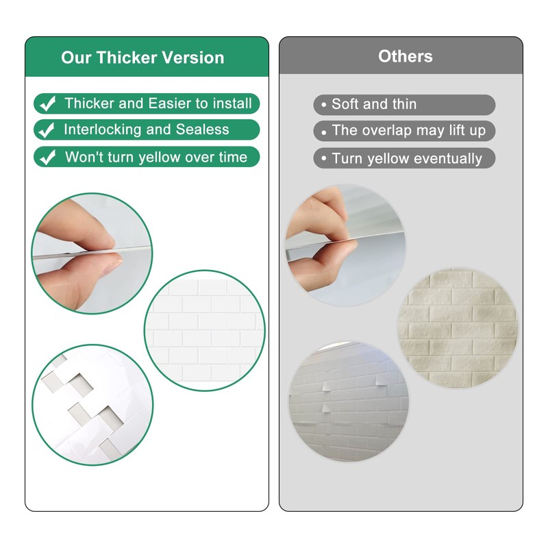 WoStick Peel and Stick Wall Tiles 1.6mm Thick 10 Sheets