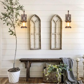 Rustic Light Fixtures, Oil Rubbed Bronze Finish Indoor Vintage Wall Light Wall Sconce Industrial Lamp Fixture Glass Shade Farmhouse Metal Sconces Wall Lights for Bedroom Living Room Cafe(1 Pack)