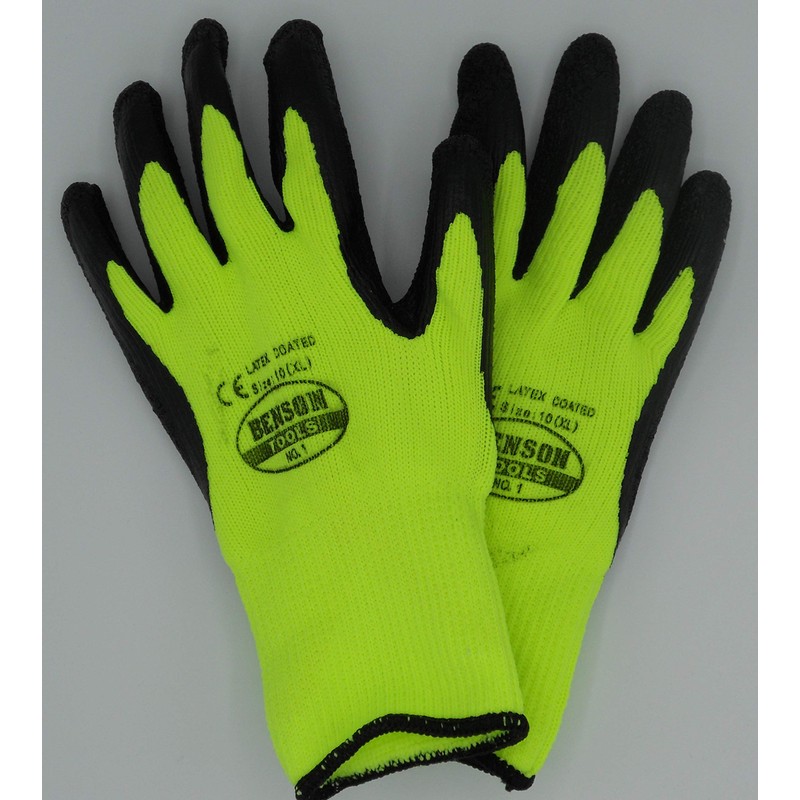 Work Gloves Garden Gloves Winter Latex Yellow and Black Size