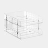 Clear Acrylic Desk Organizer, Multi-Tier Letter Tray with Pen Holder,