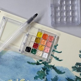 Portable Transparent Mini Watercolor Palette 15 colors