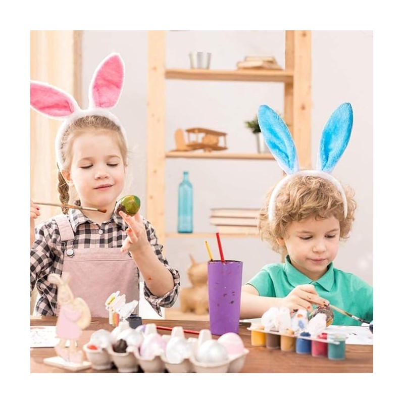 DIYDEC Pack of 6 Easter Bunny Ears, Plush Rabbit Ears,