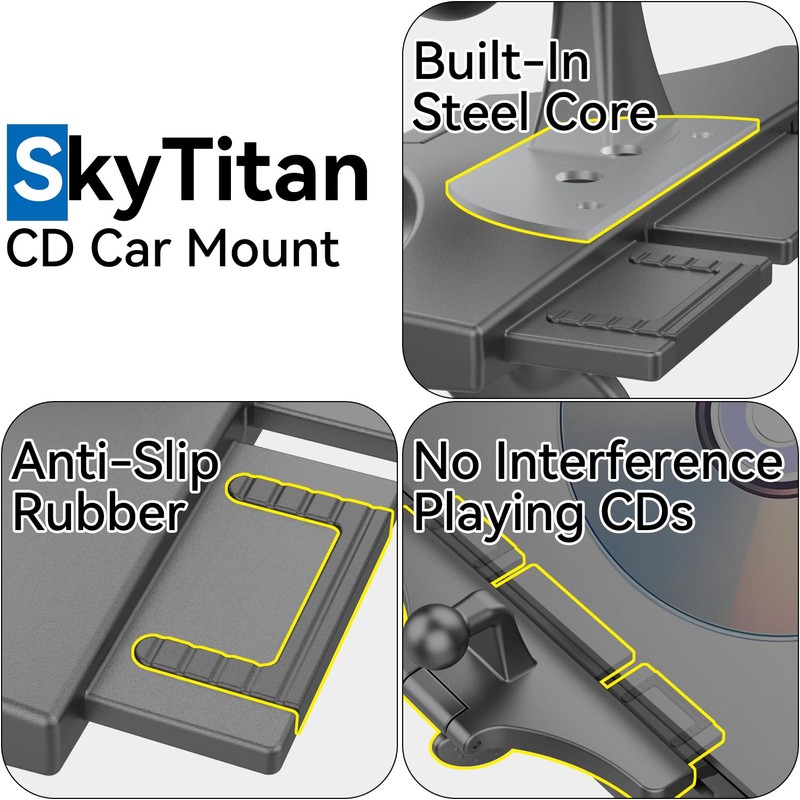 SkyTitan CD Slot Car Mount for Portable CarPlay Screens, Adjustable
