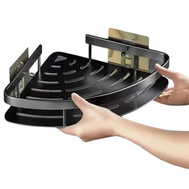 Corner Shower Caddy, Rustproof Aluminum Bathroom Organizer, Wall Mounted Shower Shelf with Adhesives for Bathroom and Kitchen, No Drilling Rust Proof Aluminum Showe Shelf