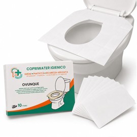 FARVISAN Copriwater Igienico Monouso, Copri WC da Viaggio, Usa e Getta, Biodegradabile, Portatile, 1 confezioni da 10 Pezzi