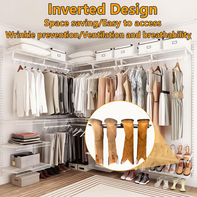 Boot Rack, 4 Pair Wader Hangers Wall Mount Shoe Rack
