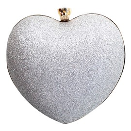 Ashdown Women Evening Clutch Bags Suede Heart Shaped Handbag Party Wedding Shoulder Bag Purse (05845 Sliver)