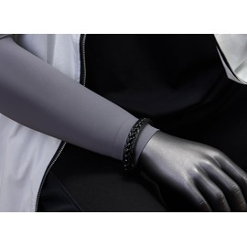 COOLSTEELANDBEYOND Braided Leather and Bead String Bracelet Mens Womens Wrap Wristband, Steel Magnetic Clasp