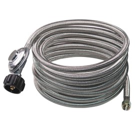 DOZYANT 12 Feet Universal QCC1 Low Pressure Propane Regulator Grill Replacement with Stainless Steel Braided hose for Most LP Gas Grill, Heater and Fire Pit Table, 3/8" Female Flare Nut
