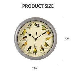 12 Species Bird Song Clock, 10 Inch Birdsong Clock, Novelty Chiming Wall Clocks, Vintage Birds Clocks with Sound, Green Nature-Inspired Design Talking Bird Decorative for Home, Gift for Birds Lovers