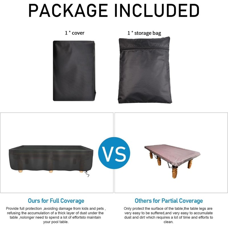 7 Foot Pool Table Cover, Waterproof Dustproof Billiard Tables Protective