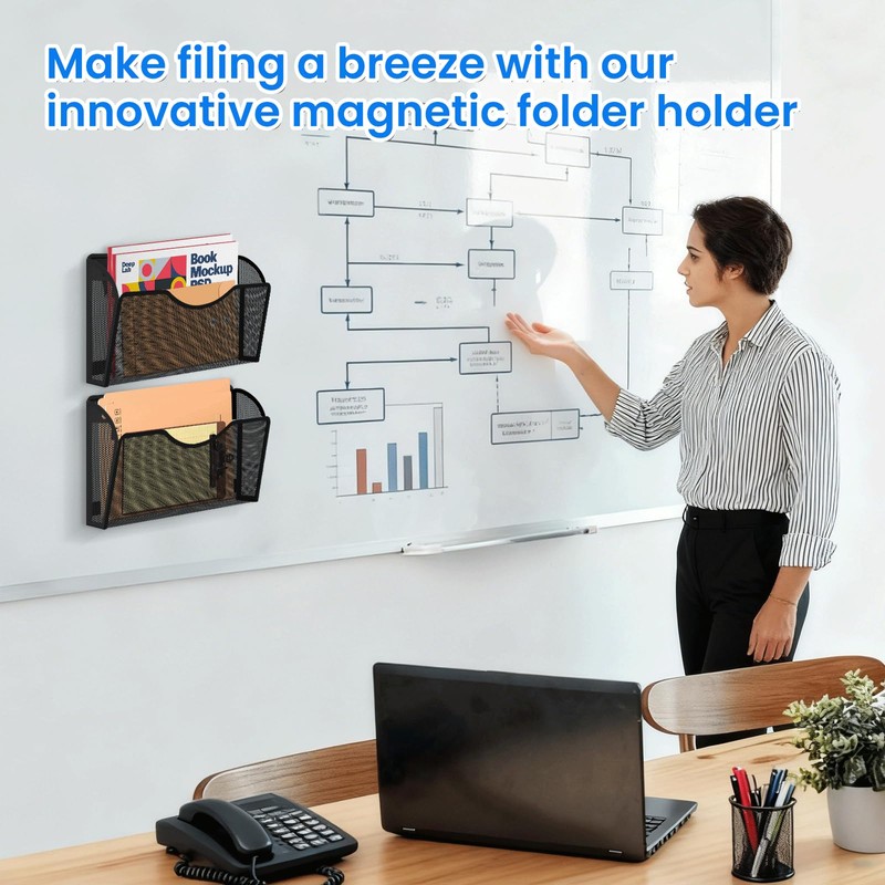KZWKRG Magnetic File Holder, Magnetic File Folder Holder, No Drilling