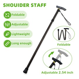 Shoulder Pulley for Physical Therapy, Foldable Shoulder Wand Rotator Cuff Rehab – Portable & Shoulder Reliever with Hook, Lightweight Stretching Tool – Durable Shoulder Exercise Equipment (Black)