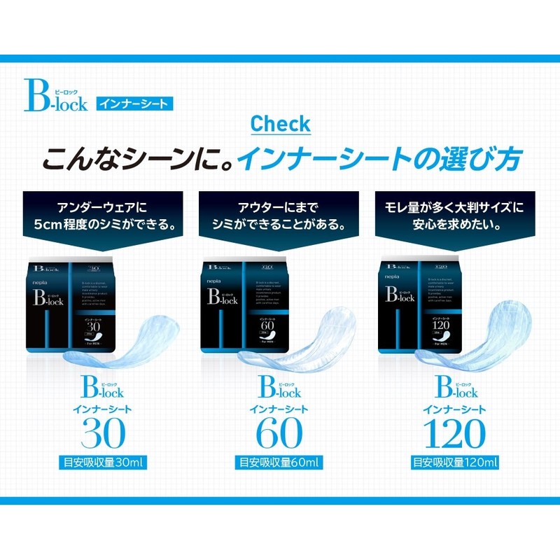 Nepia B-Lock Inner Sheet 60 Pack of 20 [Estimated Absorption