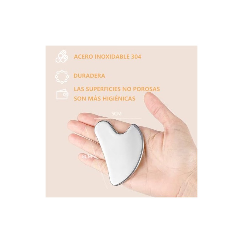 Herramienta de Gua Sha Facial de Acero Inoxidable, Herramienta Guasha