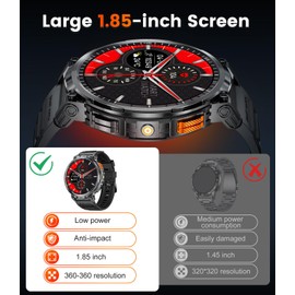 ESFOE 1.85" Large Screen Smart Watches for Men Compatible with iOS Android, LED Flashlight/730mAh Large Battery, Fitness Tracker with Heart Rate/Sleep Monitor/100+ Sports Mode, Bluetooth Call
