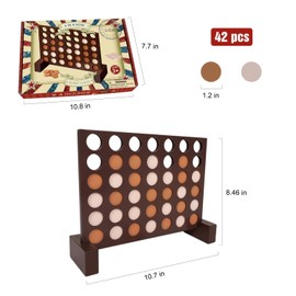 GOTHINK Wooden 4 in a Row Game, Classic Strategy Game for Kids and Adults, Perfect for Family Picnics, Camping, Great Travel Game and Gift for All Ages