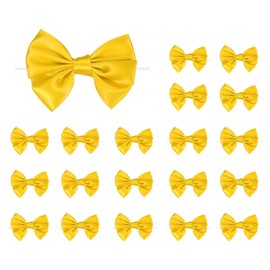 PATIKIL 24 Pcs Ribbon Bows for Gift Wrapping 3.5" Satin Ribbon Bowknot with Twist Ties for Crafts Treat Bag Bridal Shower Thanksgiving Wedding Decor, Gold