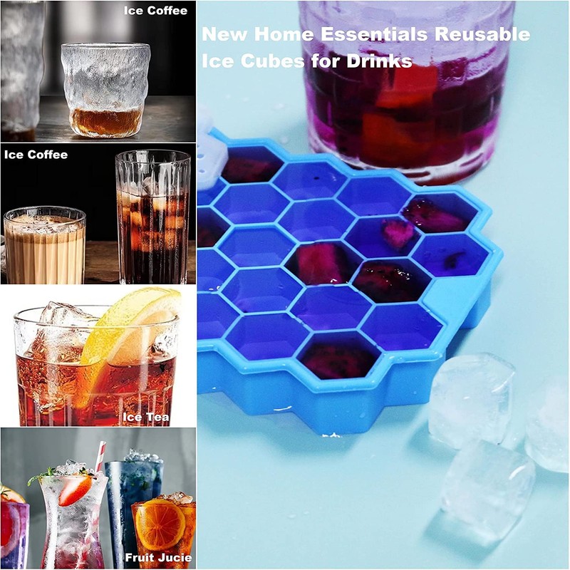 Ice Cube Trays for Freezer with Lid-37 Grid Silicone Ice