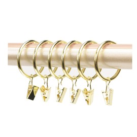 Anawakia 10 Curtain Rings with Metal Clips for Curtains, Clips, Drapery, Clips with Rings (Gold, Inner Diameter 35mm)