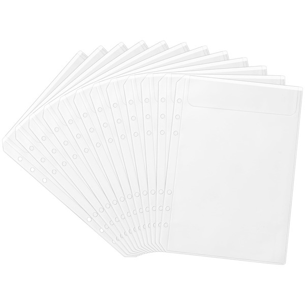 A5 Clear Binder Pockets,No Zipper 6 Holes Cash Envelopes for