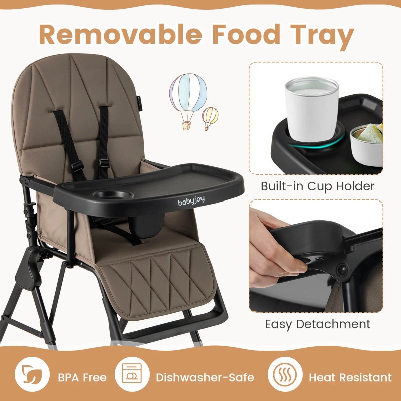 Babyjoy Foldable High Chair Easy Clean Compact Highchair with Removable