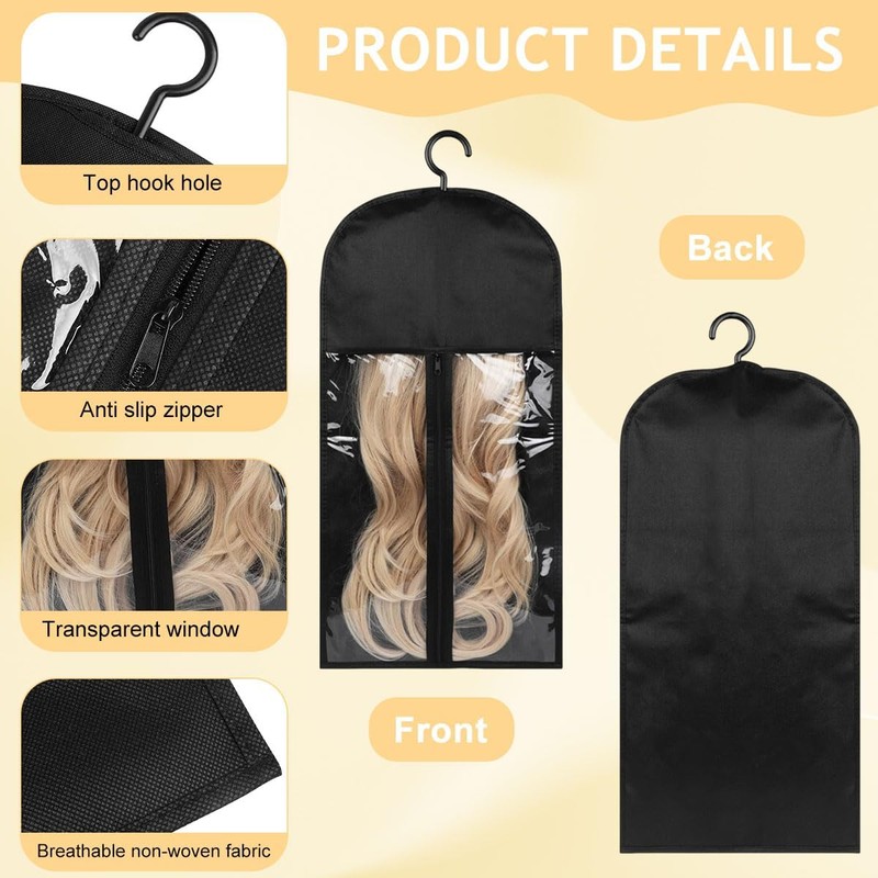HASTHIP® 3 bolsas para guardar extensiones de cabello y pelucas