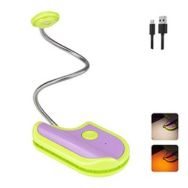 BIGMONAT Rechargeable Reading Light for Kids,Small Amber Book Reading Light,Multi Colors Portable LED Reading Lamp with 360Â° Rotary Light Neck,Wireless Clip Reading Light for Books (Green)