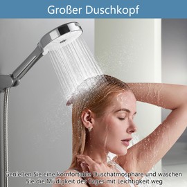 Nafall Large Hand Shower Head, Universal Round Massage Shower Head, Water-Saving, Shower Head with 4 Jet Types, Universal Size G1/2 (130 mm Diameter)
