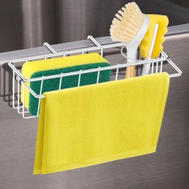 MINGOR-Style Sponge Holder for Kitchen Sink, Movable Hanging Sink Caddy Organizer, Stainless Steel Hanging Caddy for Dish Sponge, Brush