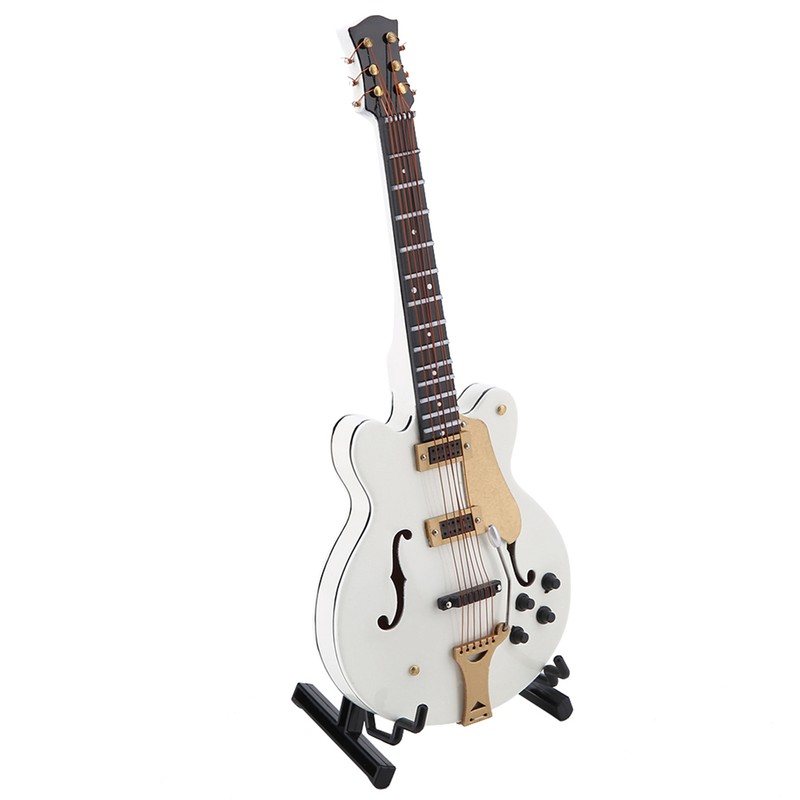 5.5in White Miniature Electric Guitar Replica with Box Instrument Model